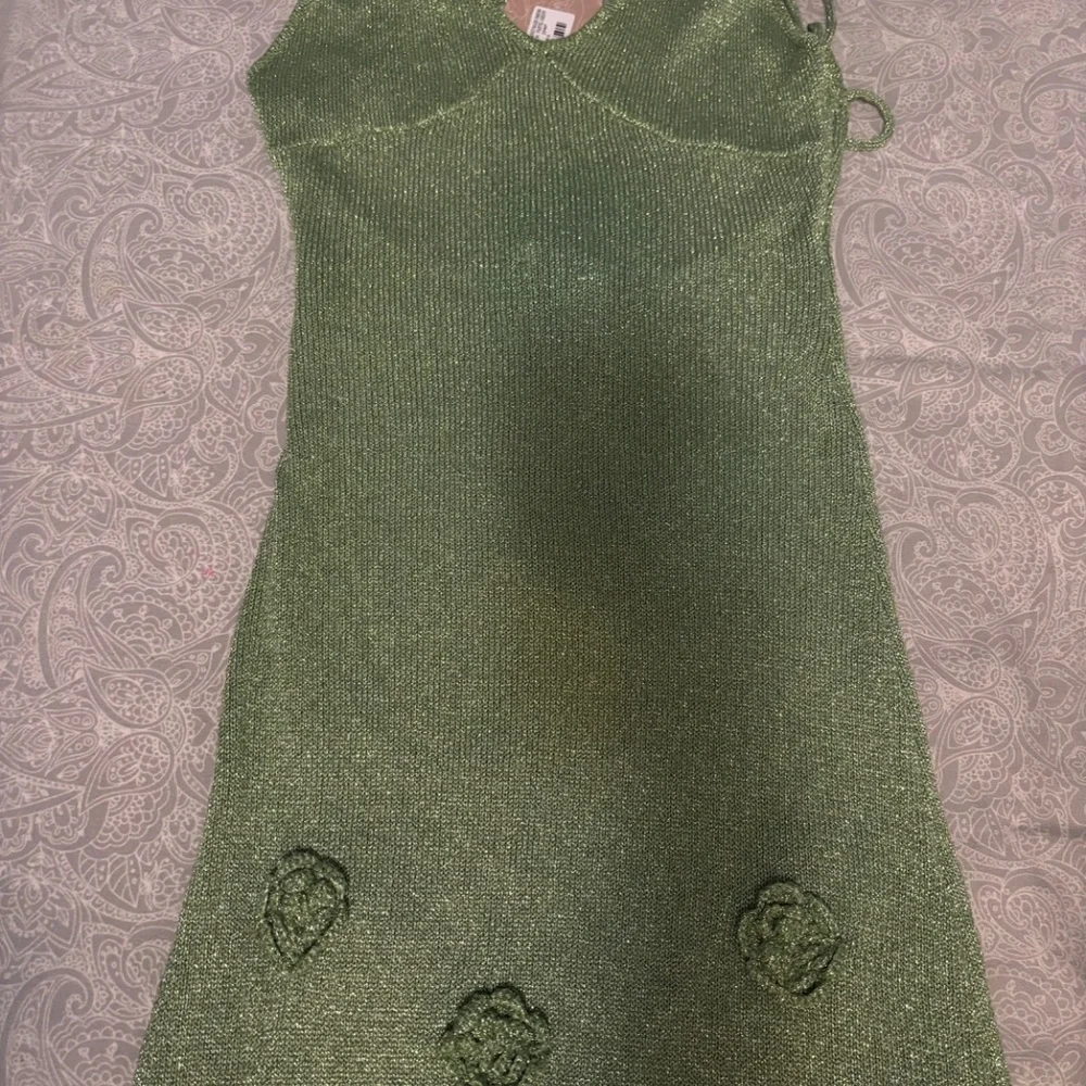 Meshki Light Green Beaded Maxi Dress with Floral Appliqués - Picture 6 of 6